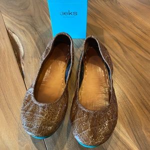 Tieks Sienna Brown Croc Flats | Size 10